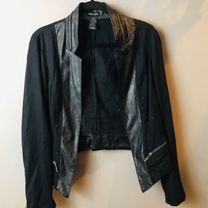 cropped leather/suede jacket